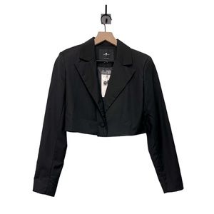 NWT 7 For All Mankind cropped black blazer size XS.
